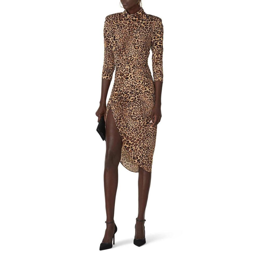 Ronny Kobo Cheetah Bruna Dress Size S with Mesh Tear